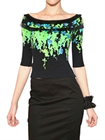 BLUMARINE - MAGLIA DI RAYON SFRANGIATA STAMPATA