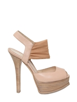FENDI - 140MM FENDISTA LEATHER & TULLE SANDALS