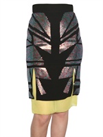 DAVID KOMA - PAILLETTEN BESTICKTER AUF WOLL CREPE ROCK