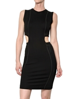 CARVEN - MILANO STITCH STRETCH CUT OUT DRESS - BLACK