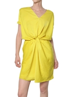 CARVEN - GATHERED FLUID TECHNICAL SATIN DRESS