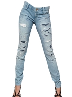 LEROCK - JEANS PUSH UP IN DENIM STRETCH CON SWAROVSKI