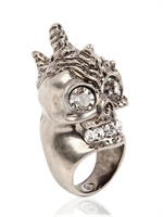 ALEXANDER MCQUEEN - ANELLO CON TESCHIO PUNK - ARGENTO