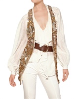 BLUMARINE - PAILLETTEN SEIDEN NETZ WESTE