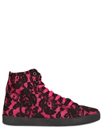 MANCAPANE - SILK & LACE FLORAL HIGH TOP SNEAKERS