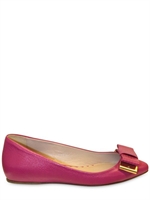 MULBERRY - STITCHED BOW LEATHER BALLERINA FLATS