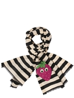 MULBERRY - FRUIT PRINT STRIPED COTTON WOVEN FOULARD