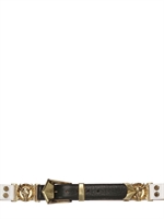 BALMAIN - BULL HEAD EMBLEM BRUSHED LEATHER BELT