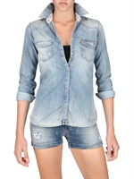 MAISON CLOCHARD - DESTROYED LIGHT DENIM HEMD