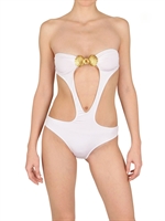 MAGDA GOMES BEACHWEAR - CUT OUT JEWELLED SHELL BATHING SUIT