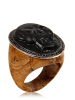 AMEDEO - ANELLO CON TESCHIO - NERO