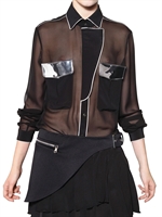 UNIQUENESS - SPIEGEL VINYL EINSATZ SEIDEN CHIFFON HEMD
