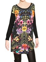 ROBERTO CAVALLI - CREPE DE CHINE WOOL VISCOSE DRESS - MULTI