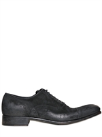 DOLCE & GABBANA - WAXED SUEDE FIRENZE LACE-UP SHOES - BLACK