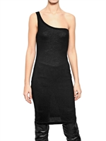 ANN DEMEULEMEESTER - ONE SHOULDER LYONCELL WOOL JERSEY DRESS - BLACK