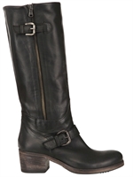 STRATEGIA - 50MM CALFSKIN BELTED BOOTS - BLACK