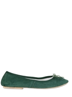 SUZIE MAS - SUEDE BALLERINA FLATS - FOREST GREEN