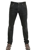 DOLCE & GABBANA - JEANS IN DENIM BAFFATO 14 GOLD FONDO 19CM - NERO