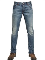 DOLCE & GABBANA - JEANS GOLD FIT CON DIPINTO A MANO SUL RETRO 19CM - BLU