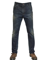 DOLCE & GABBANA - JEANS IN DENIM CON TASCA LATERALE FONDO 19CM - BLU SCURO