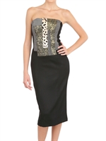 ANTONIO MARRAS - PATCHWORK WOOL OTTOMAN DRESS - BLACK