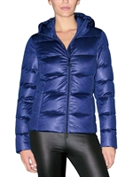 MONCLER - WOLL JERSEY KAPUZEN DAUNEN JACKE - BLAU