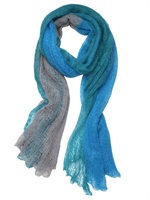 BAIBA RIPA - SCIARPA IN SUPER KID MOHAIR - TURCHESE/GRIGIO