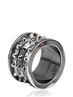 MARIA FRANCESCA PEPE - THORN STUDS SILVER RING - BLACK