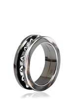 MARIA FRANCESCA PEPE - THORN STUDS SILVER RING - BLACK
