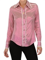 MEADHAM KIRCHHOFF - LAMINATED SILK GEORGETTE SHIRT - POWDER