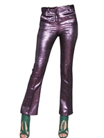 MEADHAM KIRCHHOFF - TECHNO LUREX LAME TROUSERS - PURPLE