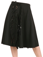 PASKAL - LASER CUT WOOL CASHMERE SKIRT - BLACK