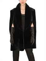 YVES SAINT-LAURENT - SHEARED SHEARLING CAPE - BLACK