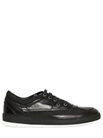 DIOR HOMME - FLANNEL & LEATHER SNEAKERS - BLACK