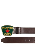 DSQUARED - 3,5CM DSQUARED CORPS ENAMELED SCHNALLEN GÜRTEL - BRAUN