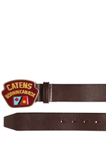 DSQUARED - 4CM CATENS ENAMELED SCHNALLEN LEDER GÜRTEL - BRAUN