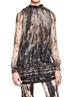 ROBERTO CAVALLI - PRINTED SILK MUSLIN DRESS - BLACK/WHITE