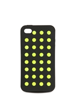 SECONDA BASE - CUSTODIA PER IPHONE IN SILICONE CON BORCHIE - NERO/GIALLO