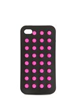 SECONDA BASE - CUSTODIA PER IPHONE IN SILICONE CON BORCHIE - NERO/FUCSIA