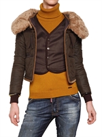 DSQUARED - FUR, LEATHER & QUILTED COOL WOOL JACKET - MILITARY