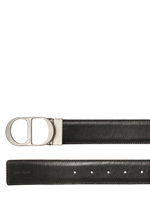 DIOR HOMME - 3.5CM BRUSHED CALF LOGO BUCKLE BELT - BLACK