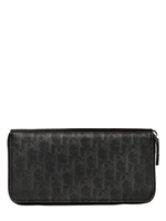 DIOR HOMME - COATED CANVAS LOGO LARGE ZIP WALLET - BLACK