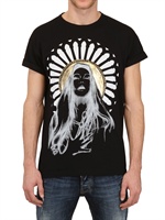 LUISA VIA ROMA - MADONNA PRINTED COTTON JERSEY T-SHIRT - BLACK