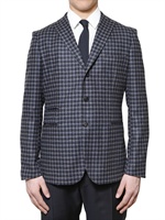 TONELLO - DECONSTRUCTED FLANNEL EFFECT JACKET - BLUE/GREY/BLACK