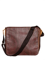ETRO - JACQUARD WAXED CANVAS MESSENGER BAG - BORDEAUX