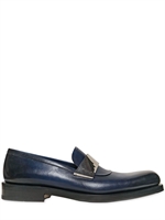 SALVATORE FERRAGAMO - MOCASSINI IN PELLE CON CINTURINO IN METALLO - BLU