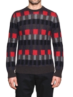 SALVATORE FERRAGAMO - MOHAIR UND WOLL BLEND SWEATER - GRAU/ROT