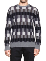SALVATORE FERRAGAMO - MOHAIR UND WOLL BLEND SWEATER - GRAU/WHITE