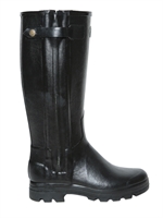 LE CHAMEAU - NATURAL RUBBER & LEATHER RAIN BOOTS - BLACK