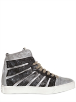 SERAFINI ADVANCED - WAXED LASER CUT LEATHER SNEAKERS - GREY